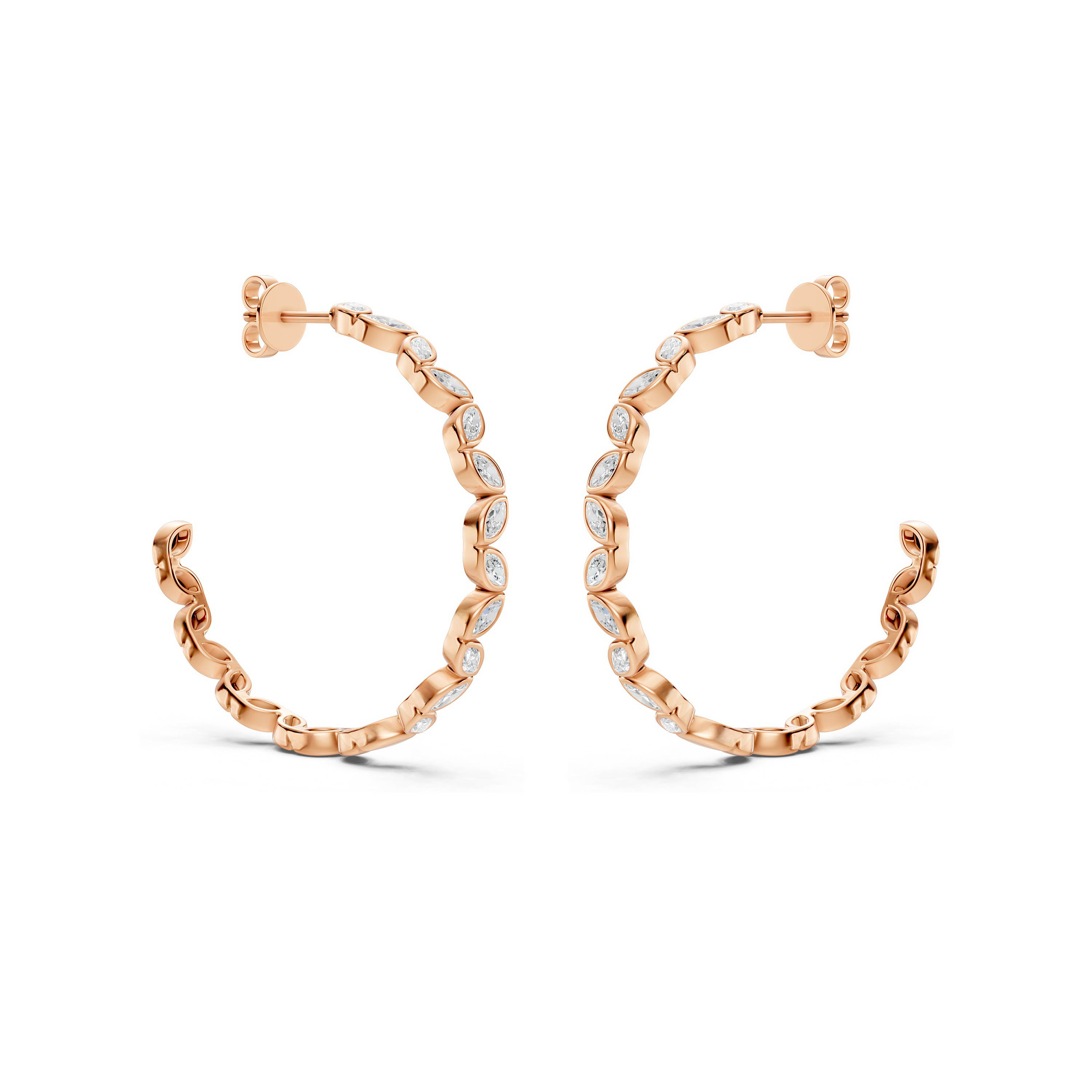 Marquise Diamond Bezel Vermeil Hoop Earrings