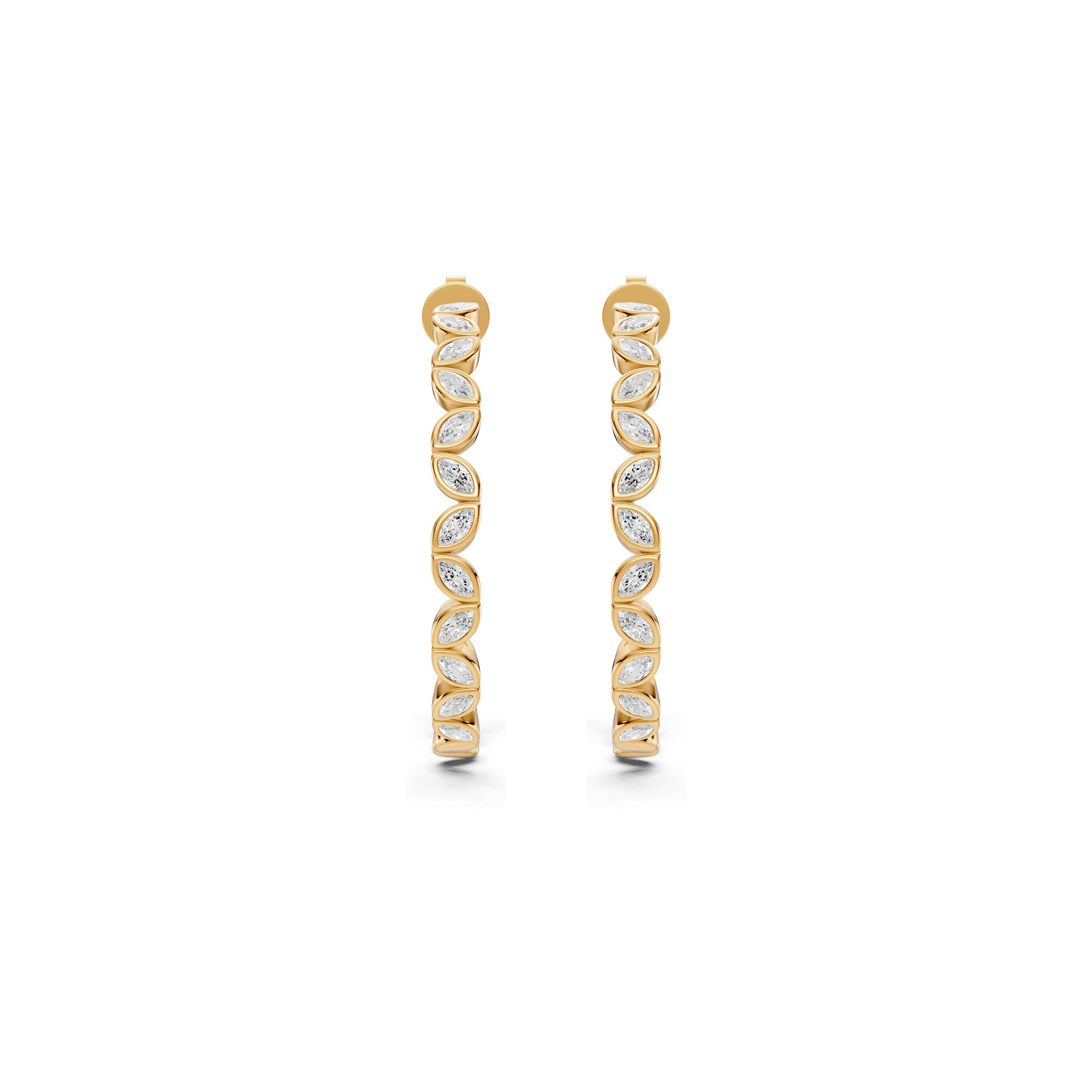 Marquise Lab Diamond Bezel Vermeil Hoop Earrings
