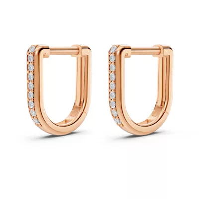 Pavé Lab Diamond U-Shaped Huggie Earrings