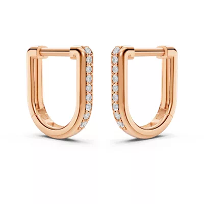 Pavé Lab Diamond U-Shaped Huggie Earrings