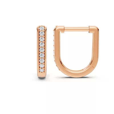 Pavé Lab Diamond U-Shaped Huggie Earrings