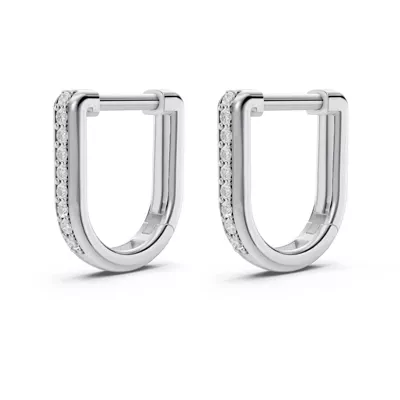 Pavé Lab Diamond U-Shaped Huggie Earrings