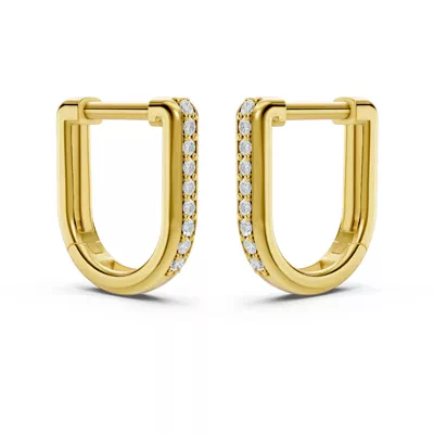 Pavé Lab Diamond U-Shaped Huggie Earrings