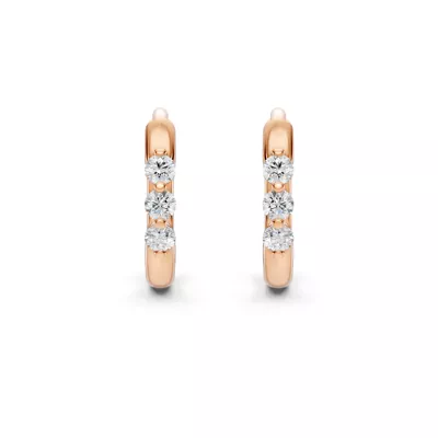 Three-Stone Lab Diamond Huggie Earrings