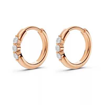 Three-Stone Lab Diamond Huggie Earrings
