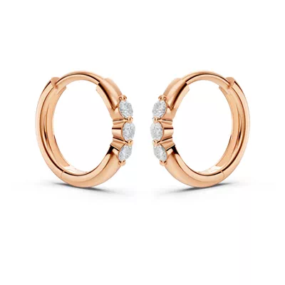 Three-Stone Lab Diamond Huggie Earrings