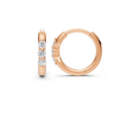 Three-Stone Lab Diamond Huggie Earrings