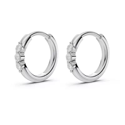Three-Stone Lab Diamond Huggie Earrings