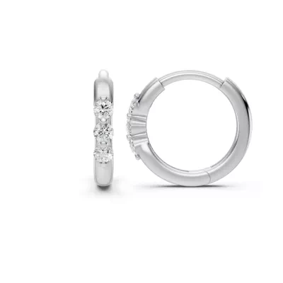 Three-Stone Lab Diamond Huggie Earrings