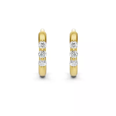 Three-Stone Lab Diamond Huggie Earrings