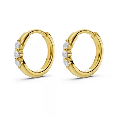 Three-Stone Lab Diamond Huggie Earrings
