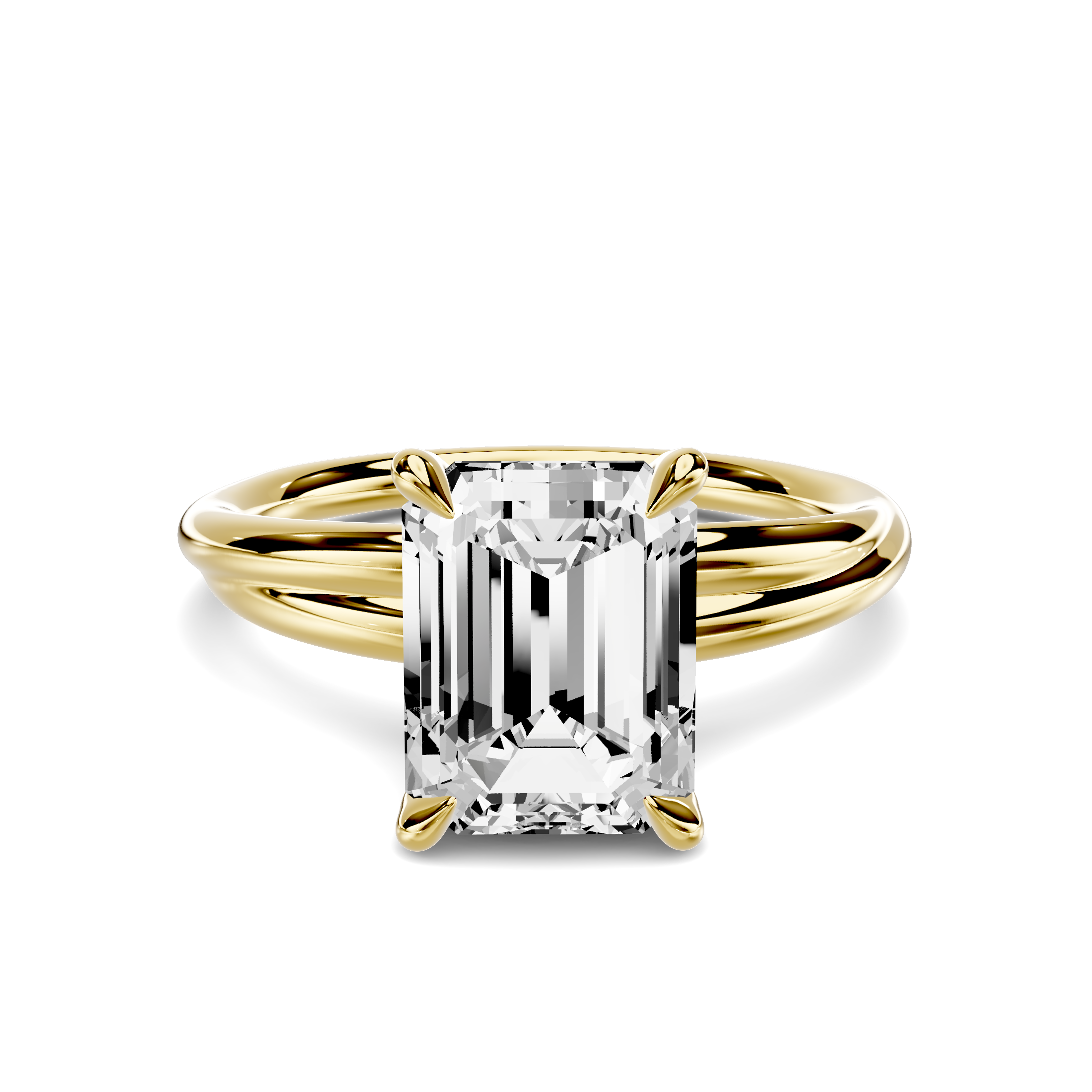 Avalon Crossover 2.00 ct. Emerald-Cut Lab Engagement Ring - 14K Yellow Gold