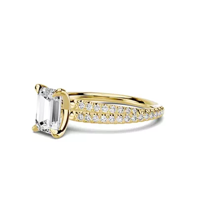 Avalon Double Pavé Crossover 1.00 ct. Emerald-Cut Lab Engagement Ring