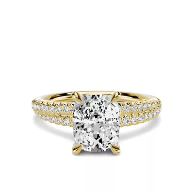Avalon Pavé Crossover 1.50 ct. Elongated Cushion Lab Engagement Ring