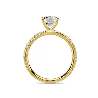 Avalon Double Pavé Crossover 1.50 ct. Emerald-Cut Lab Engagement Ring