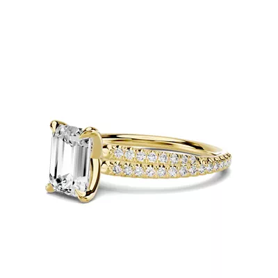 Avalon Double Pavé Crossover 1.50 ct. Emerald-Cut Lab Engagement Ring