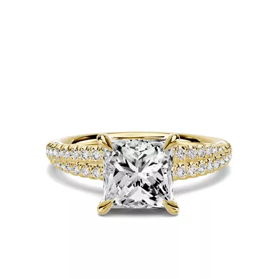 Avalon Double Pavé Crossover 1.50 ct. Princess-Cut Lab Engagement Ring