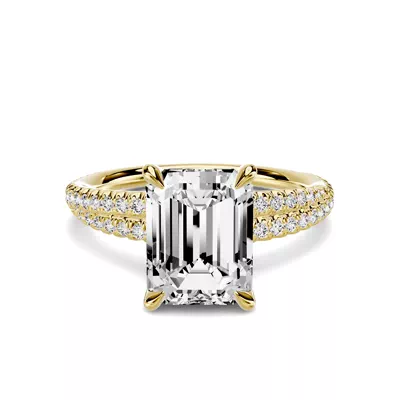 Avalon Double Pavé Crossover 2.00 ct. Emerald-Cut Lab Engagement Ring