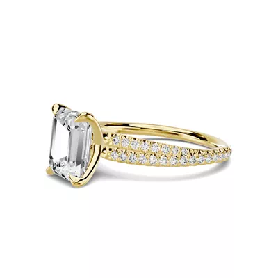 Avalon Double Pavé Crossover 2.00 ct. Emerald-Cut Lab Engagement Ring