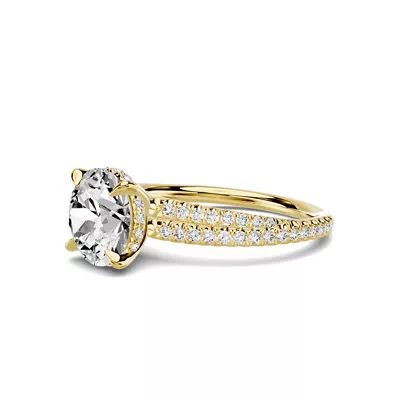 Avalon Double Pavé Crossover Hidden Halo 2.00 ct. Round Lab Engagement Ring