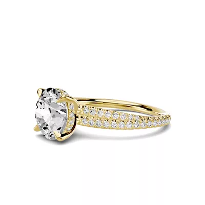 Avalon Double Pavé Crossover Hidden Halo 3.00 ct. Round Lab Engagement Ring