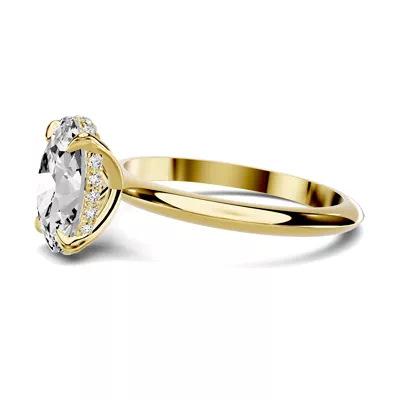 Serra Knife Edge Hidden Halo 2.00 ct. Oval Lab Engagement Ring (2mm)