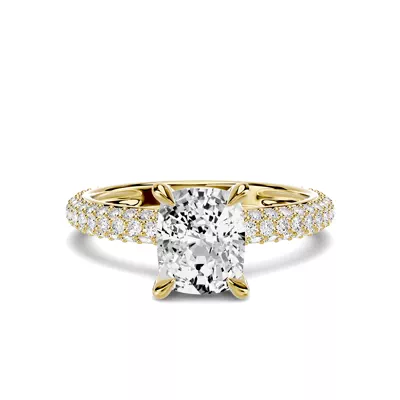 Selora Rolled Pavé 1.00 ct. Elongated Cushion Lab Engagement Ring