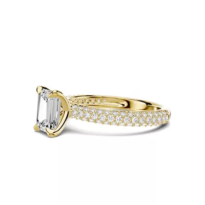 Selora Rolled Pavé 1.00 ct. Emerald-Cut Lab Engagement Ring