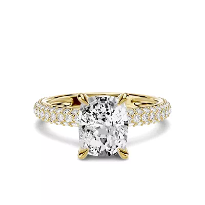 Selora Rolled Pavé 1.50 ct. Elongated Cushion Lab Engagement Ring