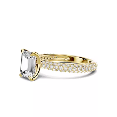 Selora Rolled Pavé 1.50 ct. Emerald-Cut Lab Engagement Ring