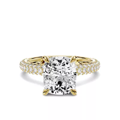 Selora Rolled Pavé 3.00 ct. Elongated Cushion Lab Engagement Ring