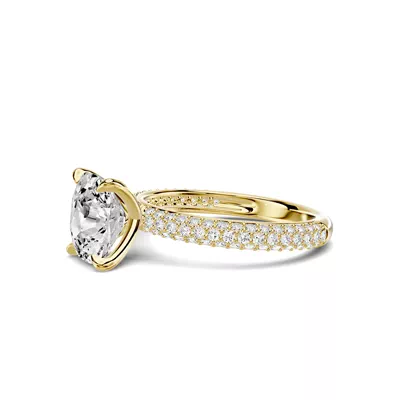 Selora Rolled Pavé 3.00 ct. Elongated Cushion Lab Engagement Ring