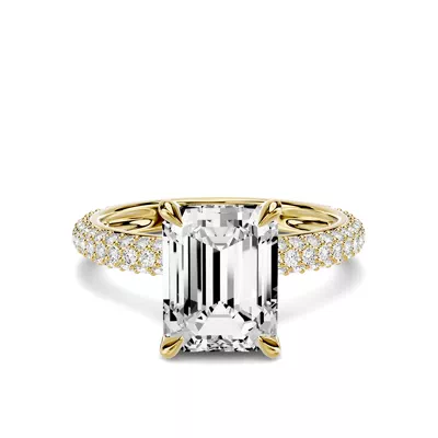 Selora Rolled Pavé 3.00 ct. Emerald-Cut Lab Engagement Ring