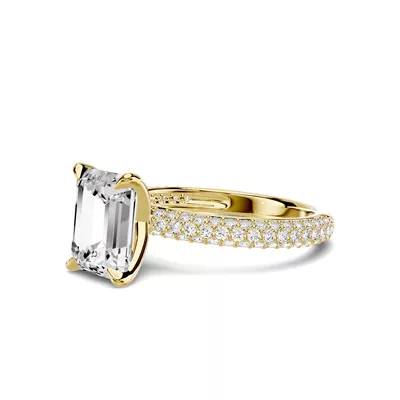 Selora Rolled Pavé 3.00 ct. Emerald-Cut Lab Engagement Ring