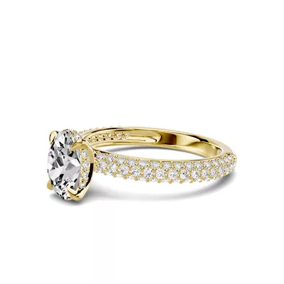 Selora Rolled Pavé Hidden Halo 1.00 ct. Oval Lab Engagement Ring