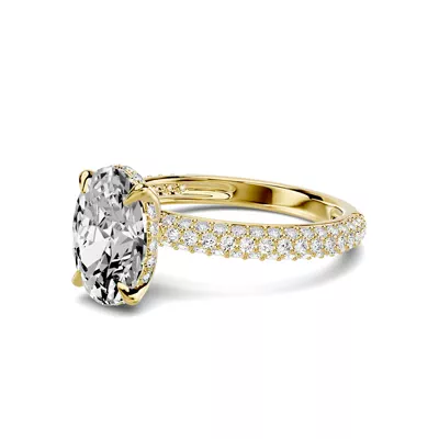Selora Rolled Pavé Hidden Halo 2.00 ct. Oval Lab Engagement Ring