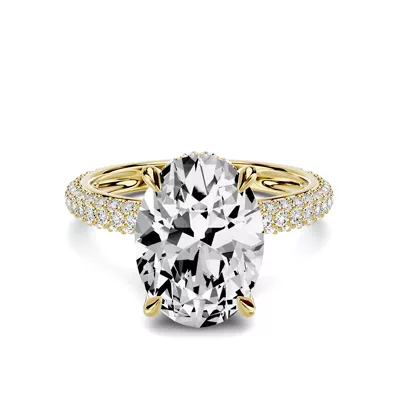 Selora Rolled Pavé Hidden Halo 2.50 ct. Oval Lab Engagement Ring