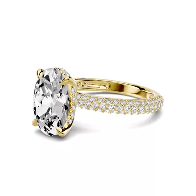 Selora Rolled Pavé Hidden Halo 2.50 ct. Oval Lab Engagement Ring