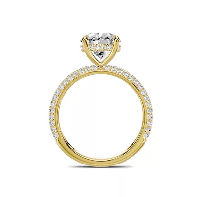 Selora Rolled Pavé Hidden Halo 3.00 ct. Oval Lab Engagement Ring