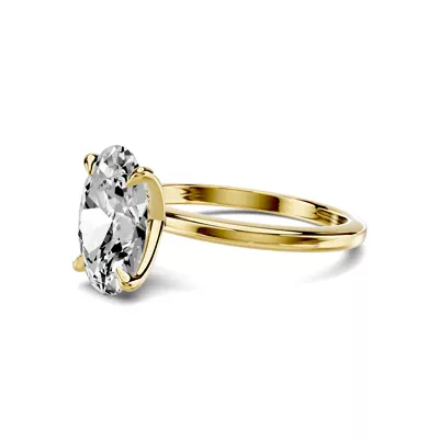 Avalon Classic Solitaire 3.00 ct. Oval Lab Engagement Ring - 14K Yellow ...