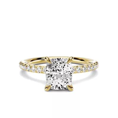 Avalon Classic Pavé 1.00 ct. Elongated Cushion Lab Engagement Ring