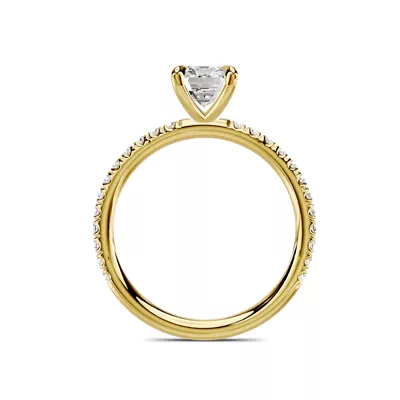 Avalon Classic Pavé 1.00 ct. Emerald-Cut Lab Engagement Ring