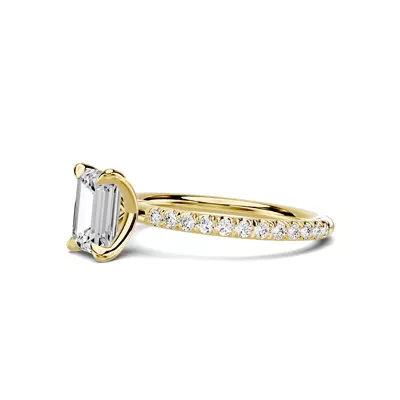 Avalon Classic Pavé 1.00 ct. Emerald-Cut Lab Engagement Ring