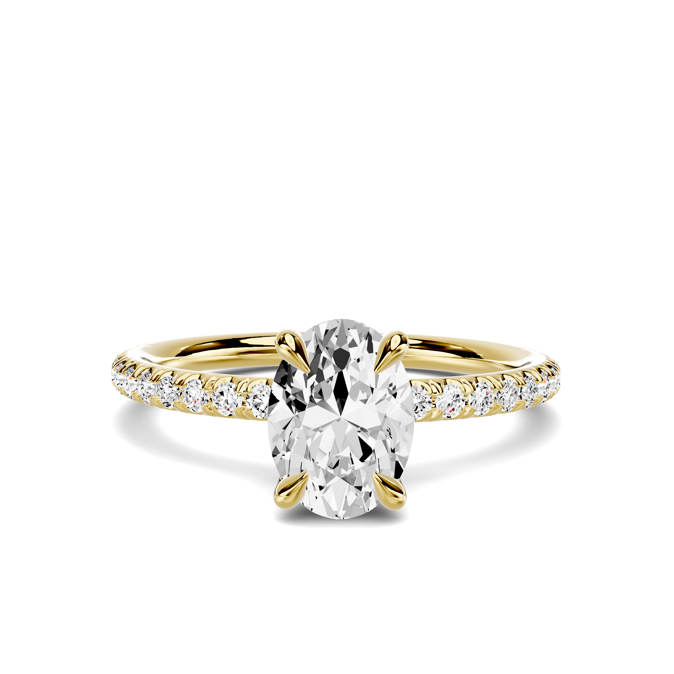 Avalon Classic Pavé 1.00 ct. Oval Lab Engagement Ring - 14K Yellow Gold