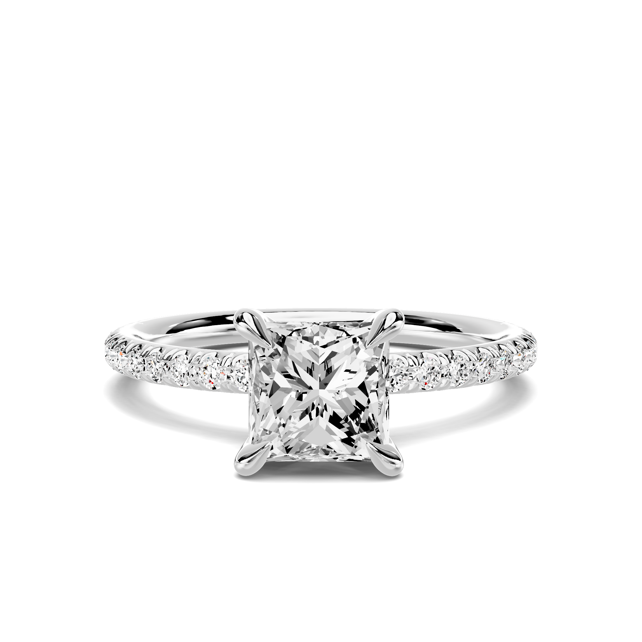 Avalon Classic Pavé 1.00 ct. Princess-Cut Lab Engagement Ring - 14K ...