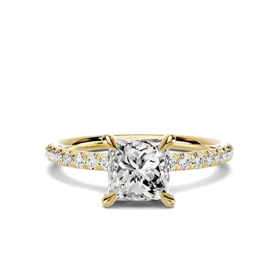 Avalon Classic Pavé 1.00 ct. Princess-Cut Lab Engagement Ring