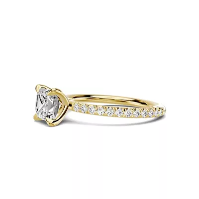 Avalon Classic Pavé 1.00 ct. Princess-Cut Lab Engagement Ring