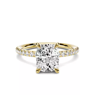 Avalon Classic Pavé 1.50 ct. Elongated Cushion Lab Engagement Ring