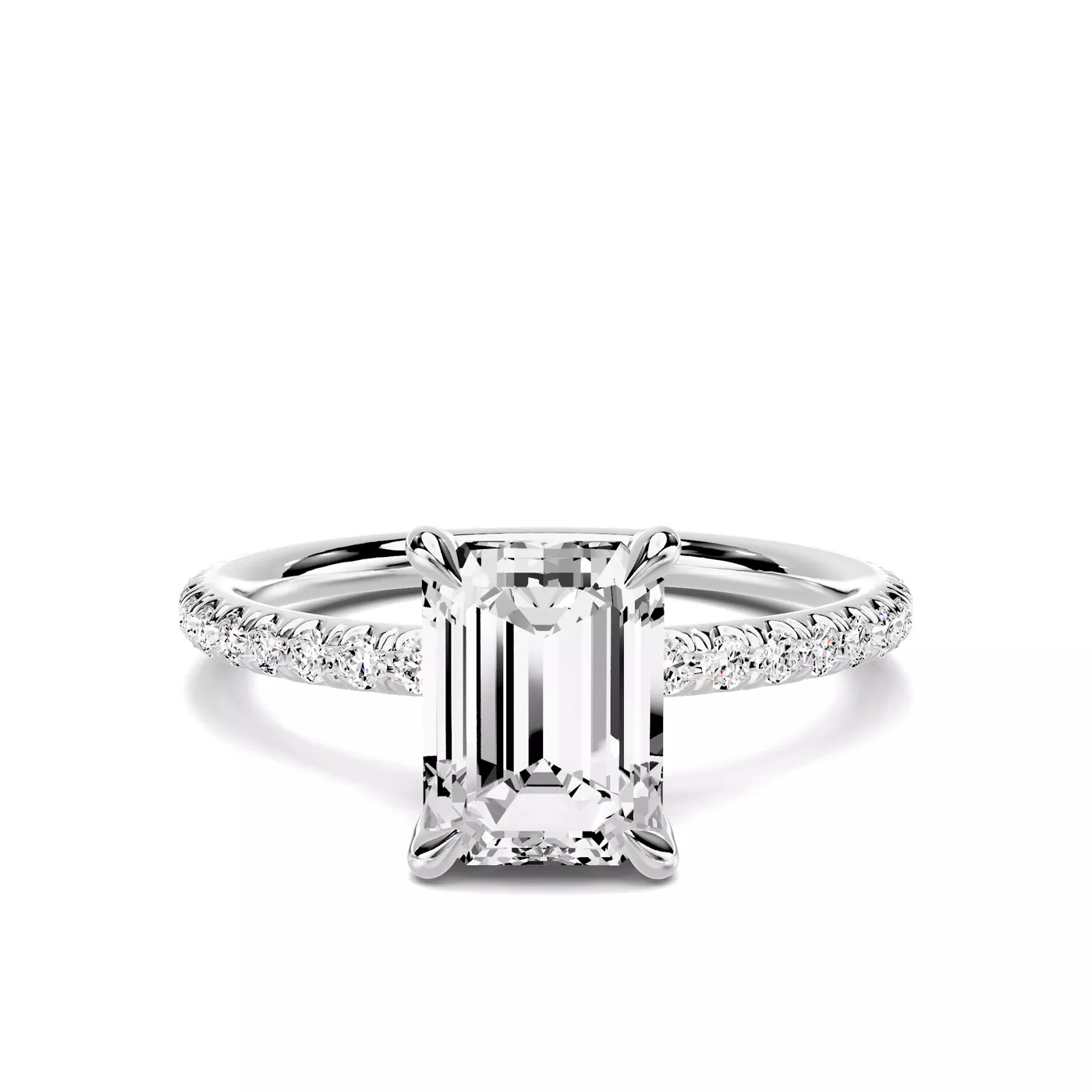 Avalon Classic Pavé 1.50 ct. Emerald-Cut Lab Engagement Ring