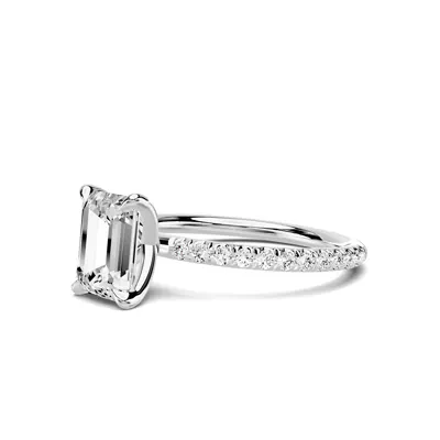 Avalon Classic Pavé 1.50 ct. Emerald-Cut Lab Engagement Ring